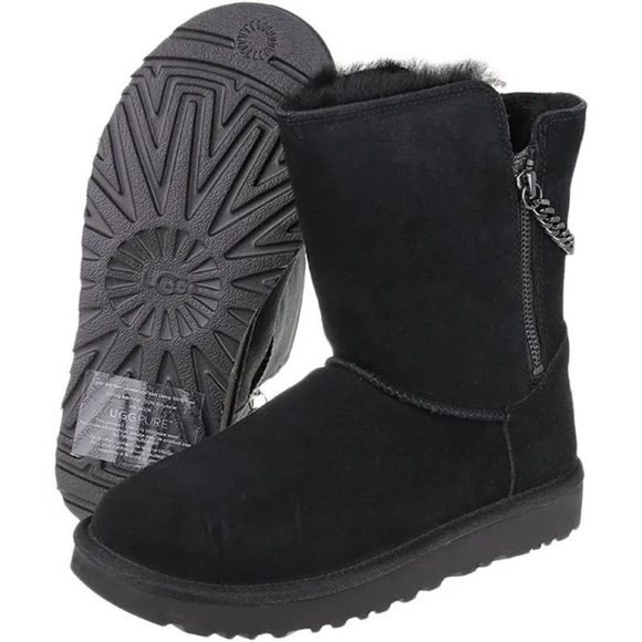 UGG Black Classic Short Sparkle Chain Zip Boots - Picture 2 of 11